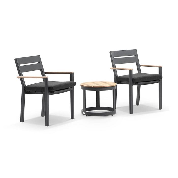 Capri Patio Balcony Set Side Table Charcoal & Denim Grey Cushions