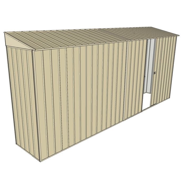 Build-a-Shed 0.8 x 4.5 x 2m Skillion Single Sliding Side Door Shed - Cream
