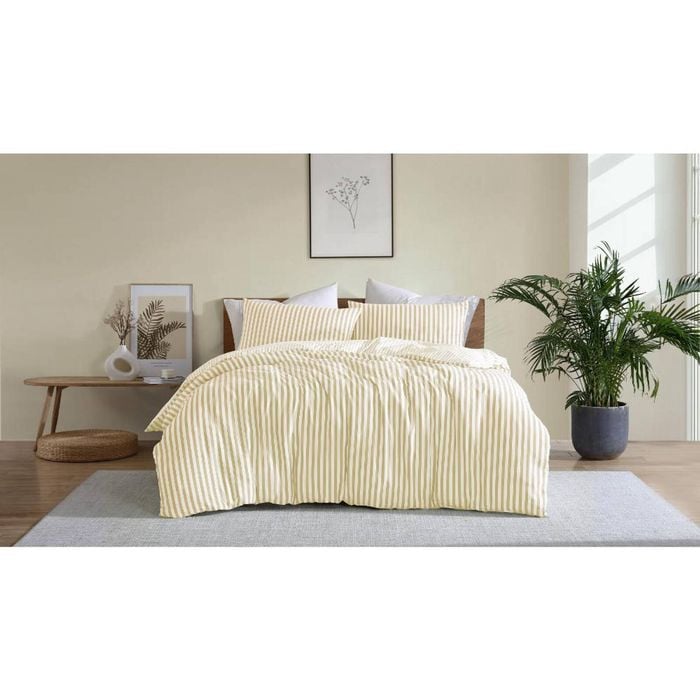 Ardor Frankie Stripe Quilt Cover Set - Yellow - Single