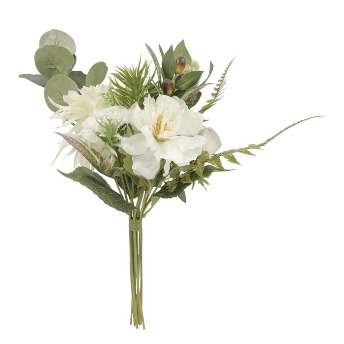 45cm Mixed Leaf Bouqet White Artificial Flower