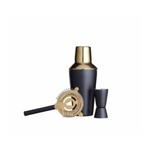 3pc BarCraft Matte 500ml Cocktail Shaker/25ml/50ml Jigger/Strainer Set BLK