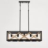 LumenSphere Diego 5-Light Retro Wood Pendant - Black Finish, Natural Wood Accents, E27 Base