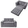 Ufurniture 142cm Convertible 2 Seater Sofa Bed w/ 2 Pillow Boneless Corduroy Loveseat Floor Sleeper Sofa Grey