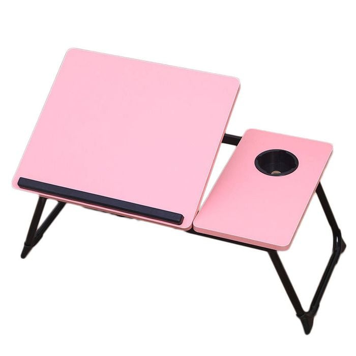 Catzon Laptop Desk For Bed With 5 Adjustable Angles & Cup Holder-pink