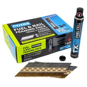 Titan Collated Framing Nails Gas Pack 75 x 3.06mm Bright Steel 1000 Box