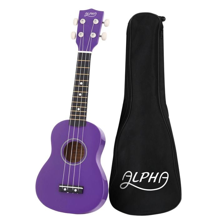 Alpha 21 Inch Ukulele Soprano Beginner Acoustic Small Guitar Kids Strings Purple