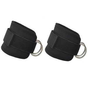 2x Adjustable Ankle Straps For Cable Machines D-rings Gym Cuff Kickbacks Glute Workouts Leg Extensions Straps Hip Black
