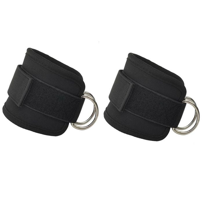 2x Adjustable Ankle Straps For Cable Machines D-rings Gym Cuff Kickbacks Glute Workouts Leg Extensions Straps Hip Black
