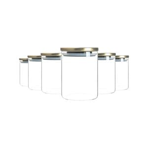 Argon Tableware Glass Storage Jars with Metal Lids - Silicone Seal - 750ml - Pack of 6