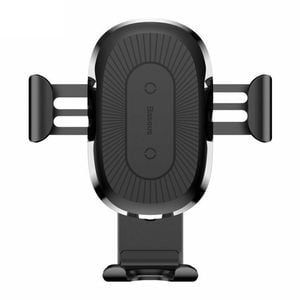 Baseus Qi Car Charger Phone Holder – Gravity Mount, Air Vent, Fast Charging For Iphone, Silver