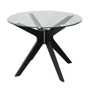 Charlie 100cm 4 Seater Round Glass Dining Table - Black