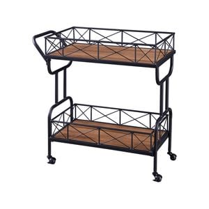 IHOMDEC Drink Trolley Wood and Metal Bar Carts Vintage Brown