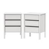 Oikiture 2x Bedside Table 3 Drawers Side Table Nightstand Handle-free White