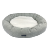 Baxter Bone Taupe Large Oval Pet Bed With Removable Covers And Faux Fur Trim Cushion