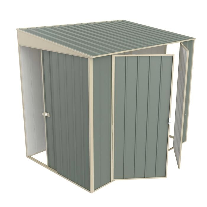 Build-a-Shed 1.5 x 2.3 x 2.0m Tunnel Shed Tunnel Sliding Door Plus Double Hinged Side Door - Green
