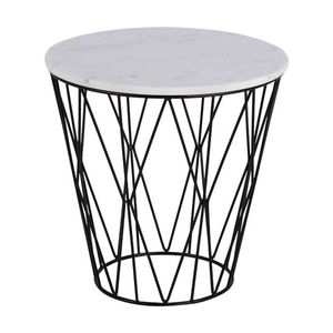 Modern Furniture DARBY Side Table Marble 50cm - White