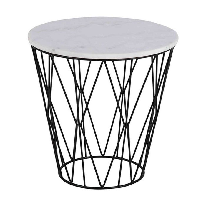 Modern Furniture DARBY Side Table Marble 50cm - White