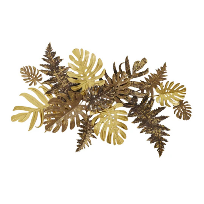 P&P Yellow Tropical Leaves Metal Wall Art with Sturdy Frame and Weather-Resistant Finish