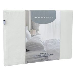 Odyssey Living Breathe Cotton Fitted Bed Sheet Double Pewter