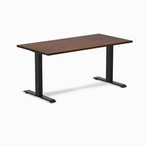 Desky Fixed Height Red Walnut Rubberwood Desk 150x75cm Matte Black Leg
