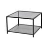 Costway 2-tier Glass Coffee Table Modern Square Tabletop Side Table W/mesh Shelf Living Room Home Office