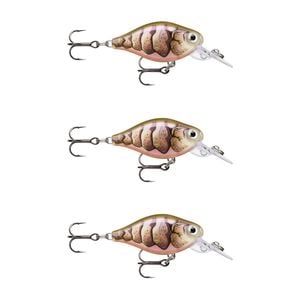 3x Rapala 3.5cm X Light Crank Mid Run Crankbait Fishing Lures - Purple Prawn UV