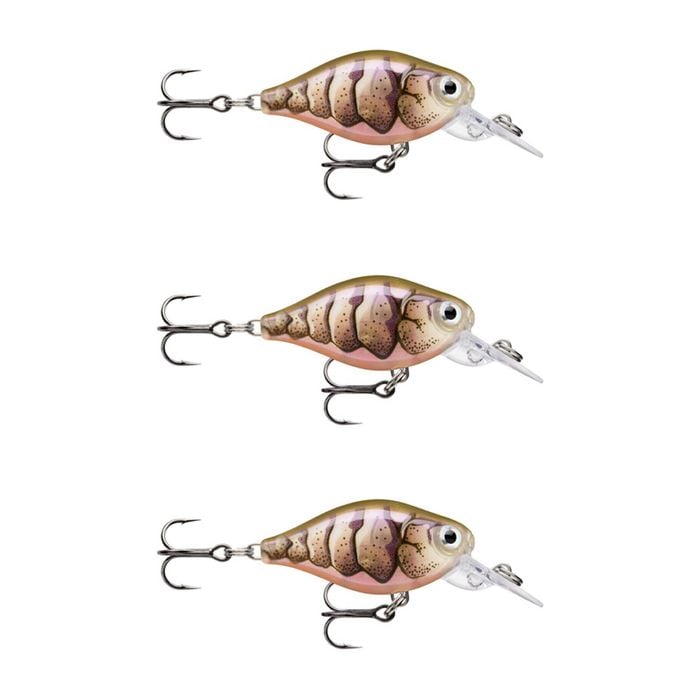 3x Rapala 3.5cm X Light Crank Mid Run Crankbait Fishing Lures - Purple Prawn UV