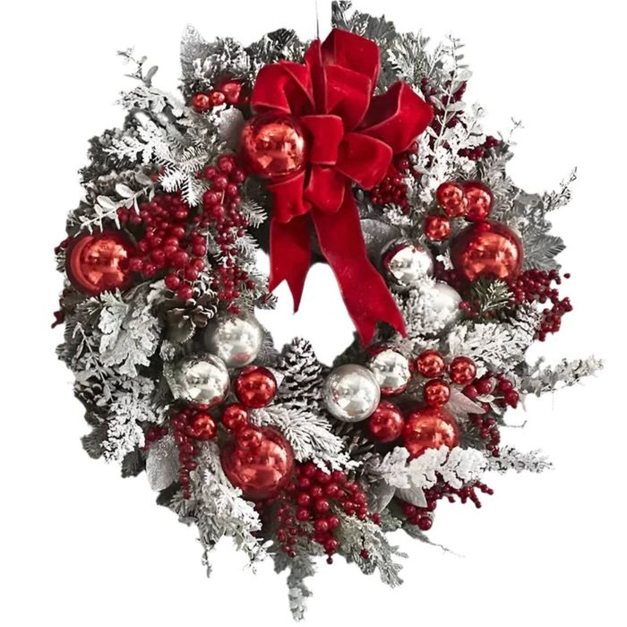 Christmas Wreath Rattan Set for Doors [Red]