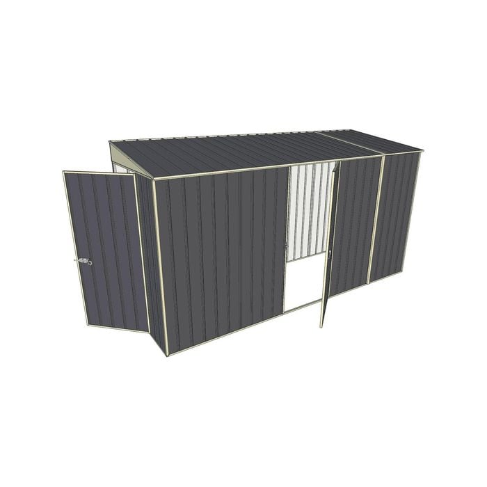 Build-A-Shed 1.2 x 3.7 x 2.0m Tunnel Shed Tunnel Hinged Door with 1 Hinged Side Door - Grey