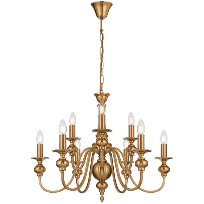 Telbix Siedel Vintage Pendant Hanging Lamp 9-Light Metal Copper Polished