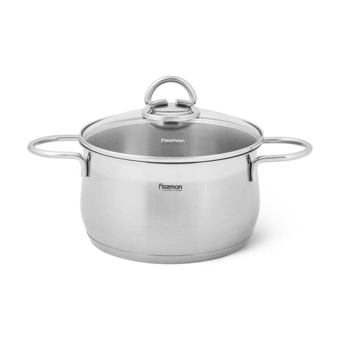 Fissman Stockpot Monica Series Stainless Steel With Glass Lid 6.1L