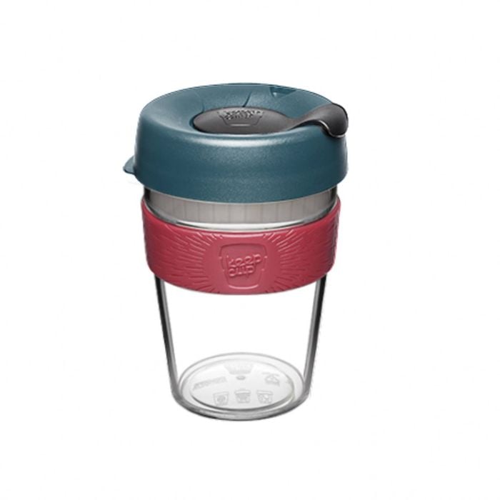 KeepCup Original Clear 340ml Tritan Cup Travel Drink Mug w/ Blue Lid/Black Plug