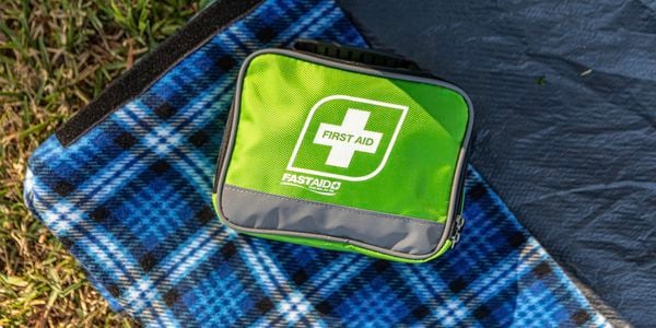 Fast aid green aid packed with medical supplies