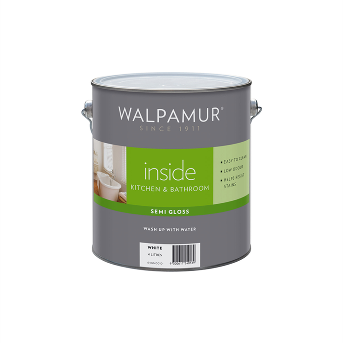 Walpamur Inside 4L White Semi Gloss Interior Paint - 4L
