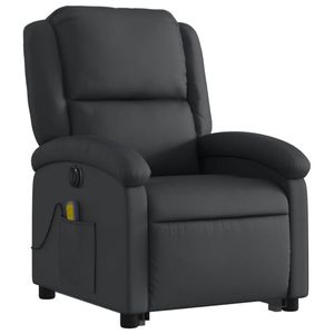 vidaXL Electric Stand up Massage Recliner Chair Armchair Black Real Leather