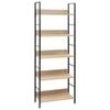 vidaXL 5-Layer Book Shelf Oak Engineered Wood Bookcase Standing Display Rack
