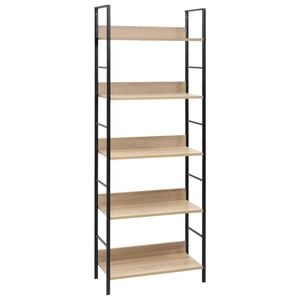 vidaXL 5-Layer Book Shelf Oak Engineered Wood Bookcase Standing Display Rack