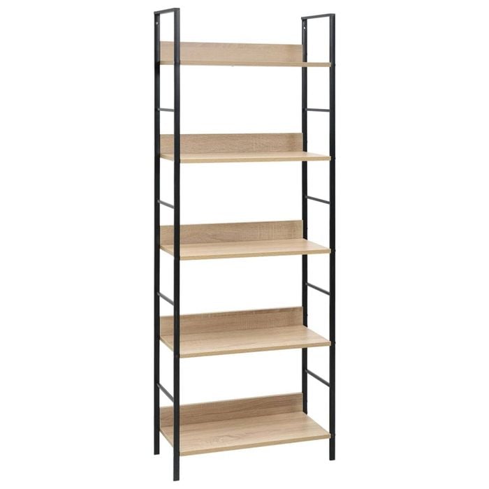 vidaXL 5-Layer Book Shelf Oak Engineered Wood Bookcase Standing Display Rack
