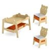 Costway Kid Table Chairs Wooden Activity Chalkboard Whiteboard Natural
