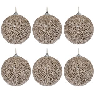 Sherwood Sugar-coat effect Christmas Baubles Gold Pack of 6