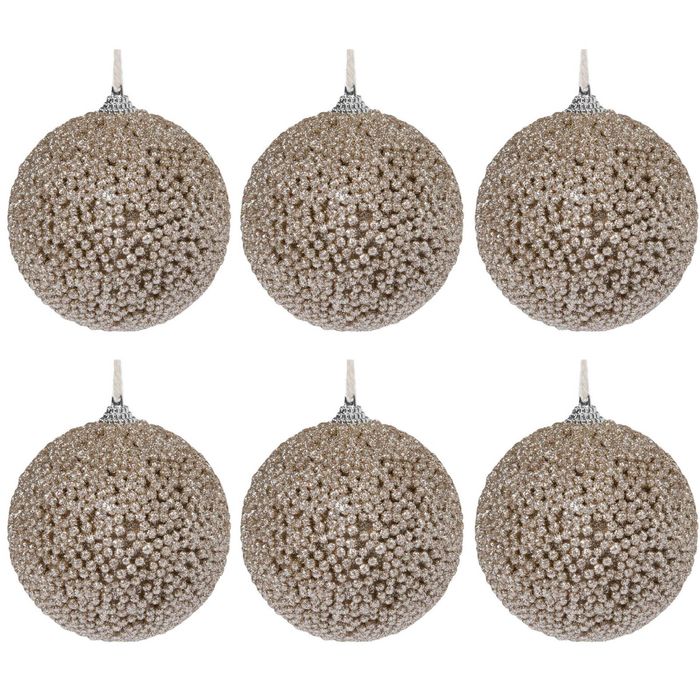 Sherwood Sugar-coat effect Christmas Baubles Gold Pack of 6