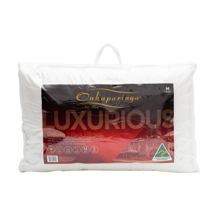 2pc Onkaparinga Deluxe Pillows With Cotton Sateen Cover Medium Support