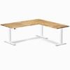 Desky Hardwood L-shape Sit Stand Desk - Acacia / 1800x750x1750x600mm / White