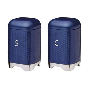 2pc Lovello Retro Coffee Canister & Sugar Jar Combo Set Navy