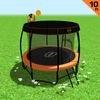 Kahuna Trampoline 10 ft with Basketball Set and Roof - Orange