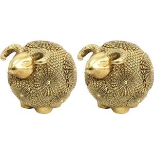 2PK LVD Resin Candle Holder Large Eclectic Sheep Decoration 18.5x12x12cm Gold