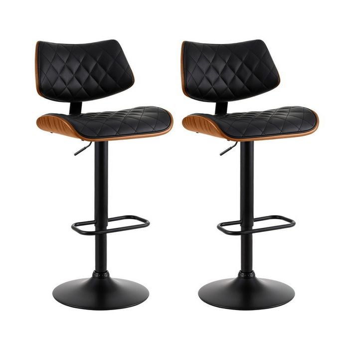 Artiss Bar Stools Kitchen Wooden Leather Black