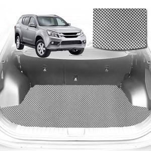 6D Diamond Car Boot Mat for Isuzu MU-X RF2013-2020-(3rd Row seats up/7 seater)-Cargo Mat-Grey-Outback GT