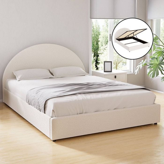 Artiss Bed Frame Gas Lift Beds Base Platform Boucle Fabric Double ELLA