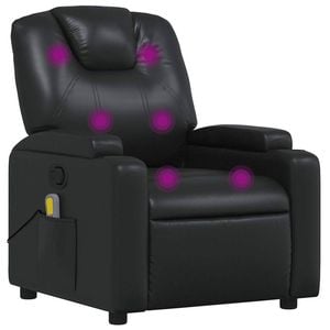 vidaXL Massage Recliner Chair Reclining Armchair Single Sofa Black Faux Leather